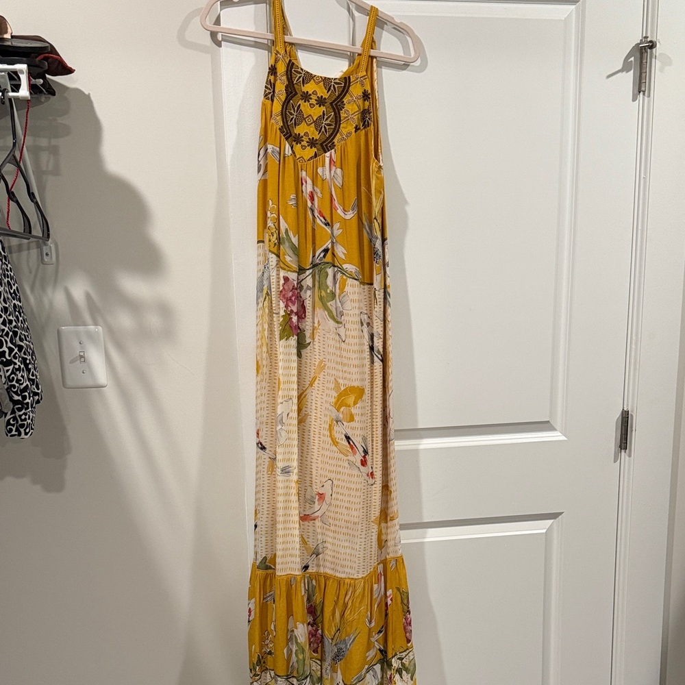 Anthropologie Yellow Floral Maxi Dress